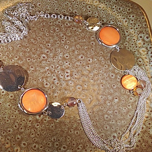 Kenneth Cole Orange and Silver Necklace--44 - Picture 3 of 4